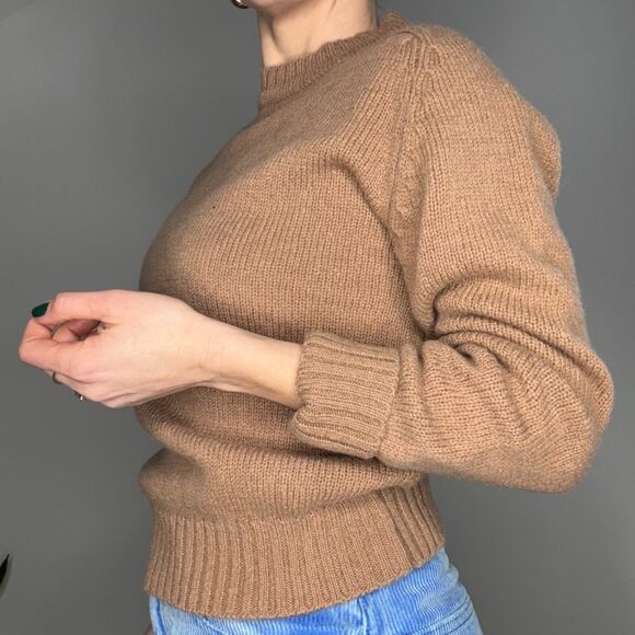 Vintage Deadstock Lands' End 100% Wool Camel Brown Crewneck Sweater - Picture 1 of 7